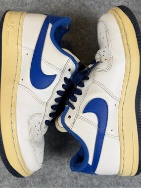Nike Air Force 1 Low Custom White Royal Blue Sneakers Shoes 6.5 Melisa READ